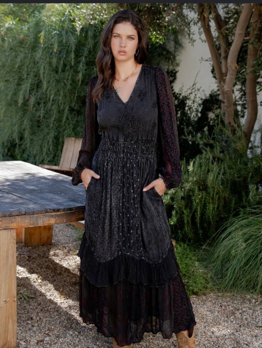 Nwot Young Threads Witchy Bohemian Maxi Dress M